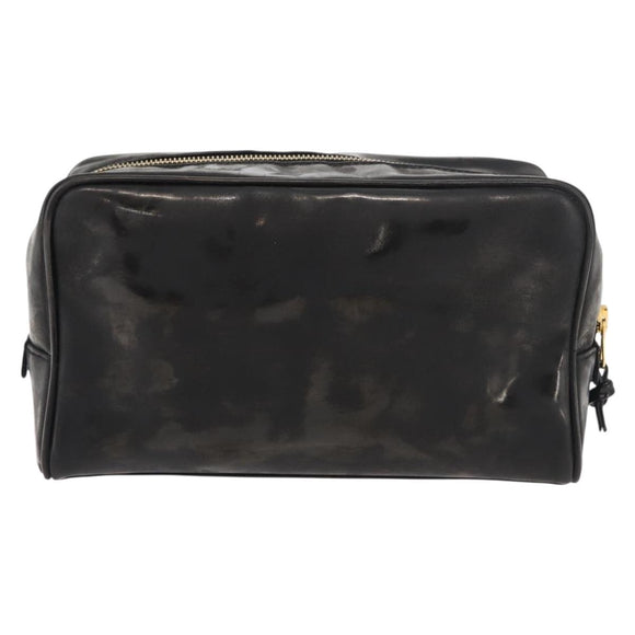 CHANEL Clutch Bag Patent leather Black Gold CC Auth bs34548