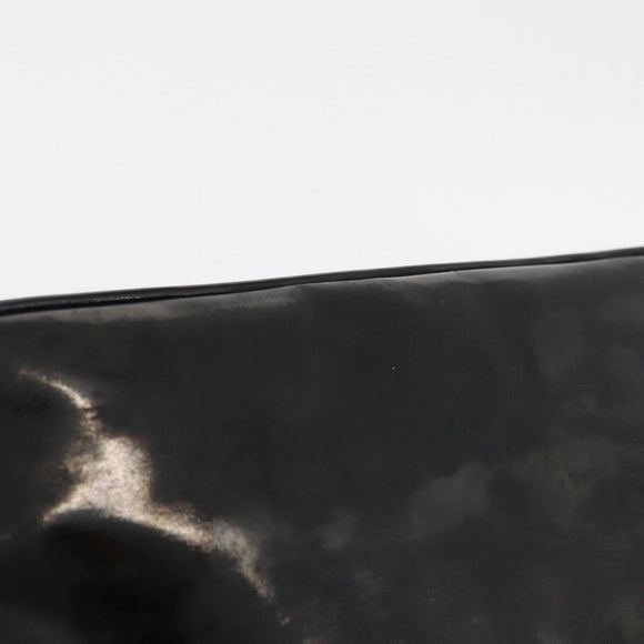 CHANEL Clutch Bag Patent leather Black Gold CC Auth bs34548