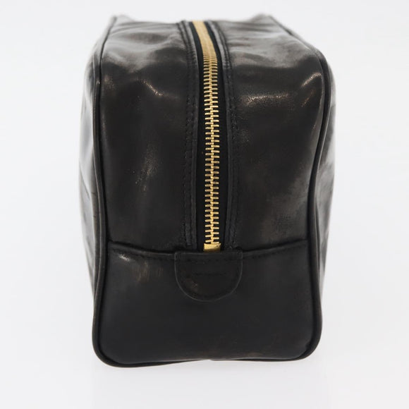 CHANEL Clutch Bag Patent leather Black Gold CC Auth bs34548