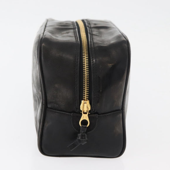 CHANEL Clutch Bag Patent leather Black Gold CC Auth bs34548