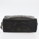 CHANEL Clutch Bag Patent leather Black Gold CC Auth bs34548-8