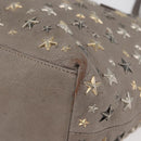 Jimmy Choo Tote Bag Leather Gray Gold Auth bs34549-14