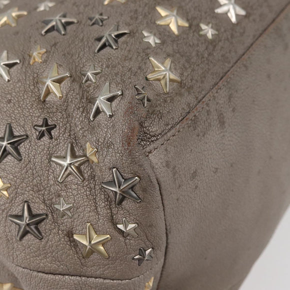 Jimmy Choo Tote Bag Leather Gray Gold Auth bs34549