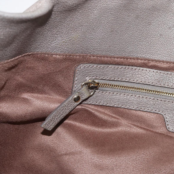 Jimmy Choo Tote Bag Leather Gray Gold Auth bs34549