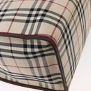 BURBERRY Nova Check Tote Bag Canvas Leather 2way Beige Silver Auth bs34550-17