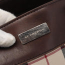 BURBERRY Nova Check Tote Bag Canvas Leather 2way Beige Silver Auth bs34550-11