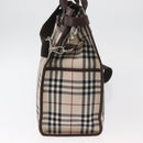 BURBERRY Nova Check Tote Bag Canvas Leather 2way Beige Silver Auth bs34550-4