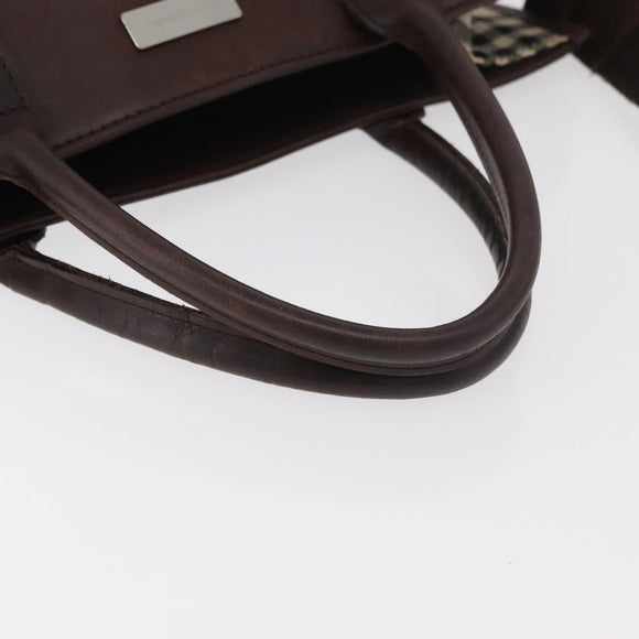 BURBERRY Nova Check Tote Bag Canvas Leather 2way Beige Silver Auth bs34550