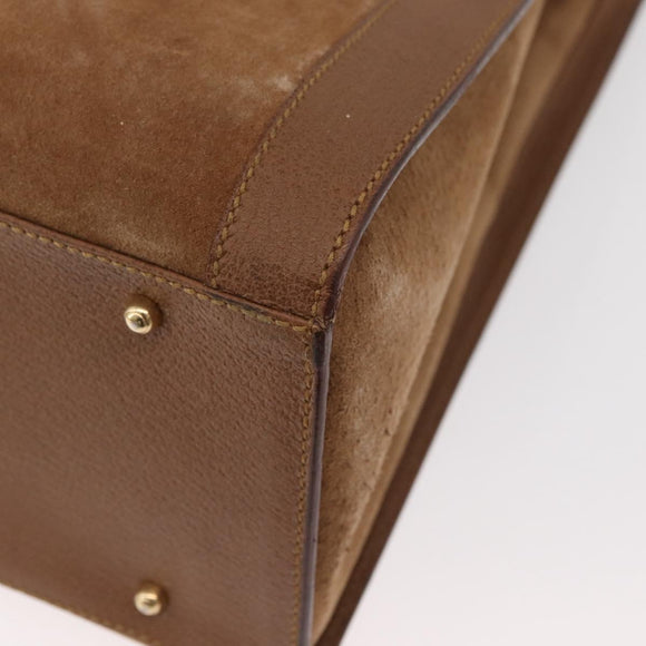 GUCCI Bamboo Tote Bag Suede Leather Brown Gold 002 1186 0259 Auth bs34551