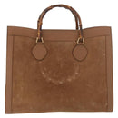 GUCCI Bamboo Tote Bag Suede Leather Brown Gold 002 1186 0259 Auth bs34551-13