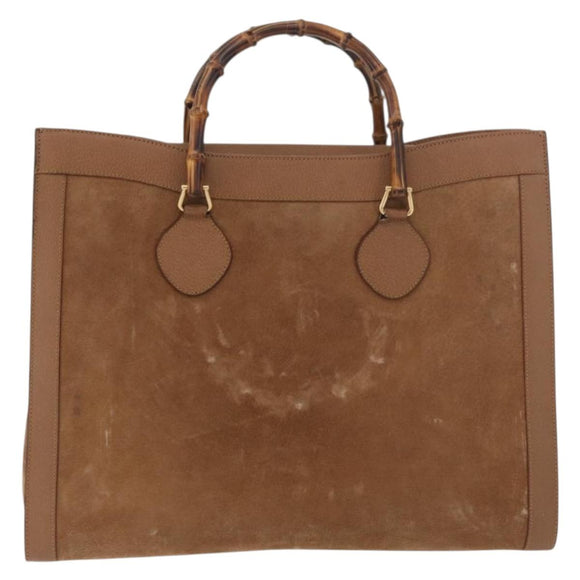 GUCCI Bamboo Tote Bag Suede Leather Brown Gold 002 1186 0259 Auth bs34551