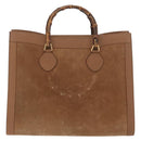 GUCCI Bamboo Tote Bag Suede Leather Brown Gold 002 1186 0259 Auth bs34551-2