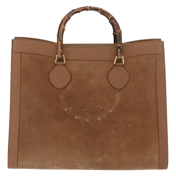 GUCCI Bamboo Tote Bag Suede Leather Brown Gold 002 1186 0259 Auth bs34551