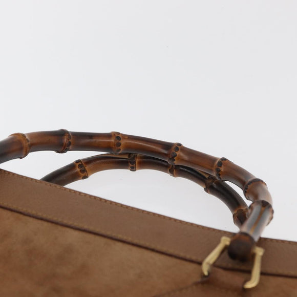 GUCCI Bamboo Tote Bag Suede Leather Brown Gold 002 1186 0259 Auth bs34551