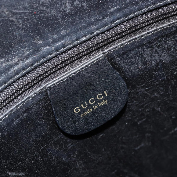 GUCCI Hand Bag Leather Black Gold 000 2058 0569 0 Auth bs34553