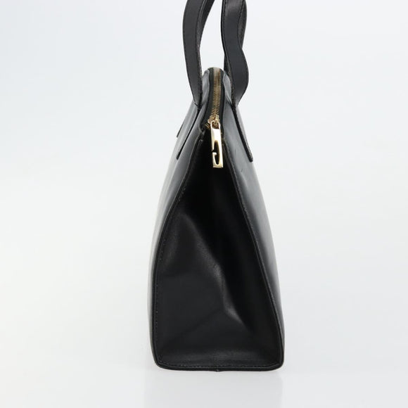 GUCCI Hand Bag Leather Black Gold 000 2058 0569 0 Auth bs34553