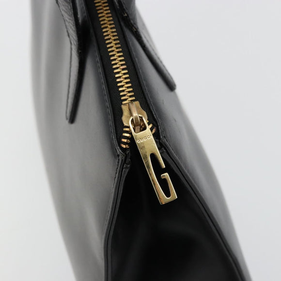 GUCCI Hand Bag Leather Black Gold 000 2058 0569 0 Auth bs34554