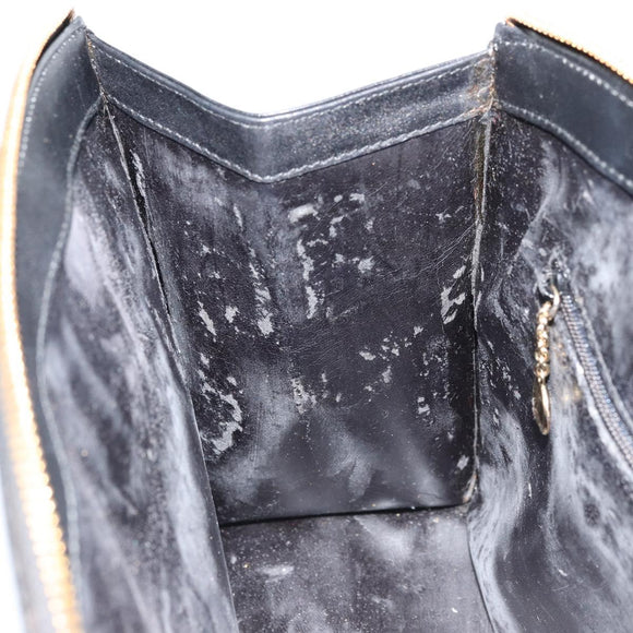 GUCCI Hand Bag Leather Black Gold 000 2058 0569 0 Auth bs34554