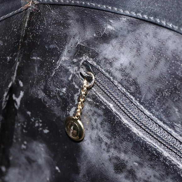 GUCCI Hand Bag Leather Black Gold 000 2058 0569 0 Auth bs34554