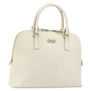 Salvatore Ferragamo Gancini Hand Bag Leather White Silver Auth bs34555-1
