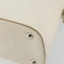 Salvatore Ferragamo Gancini Hand Bag Leather White Silver Auth bs34555-10