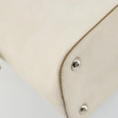 Salvatore Ferragamo Gancini Hand Bag Leather White Silver Auth bs34555-11