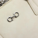 Salvatore Ferragamo Gancini Hand Bag Leather White Silver Auth bs34555-14
