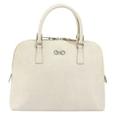 Salvatore Ferragamo Gancini Hand Bag Leather White Silver Auth bs34555-2