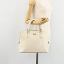 Salvatore Ferragamo Gancini Hand Bag Leather White Silver Auth bs34555-24