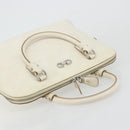 Salvatore Ferragamo Gancini Hand Bag Leather White Silver Auth bs34555-6