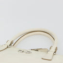 Salvatore Ferragamo Gancini Hand Bag Leather White Silver Auth bs34555-8