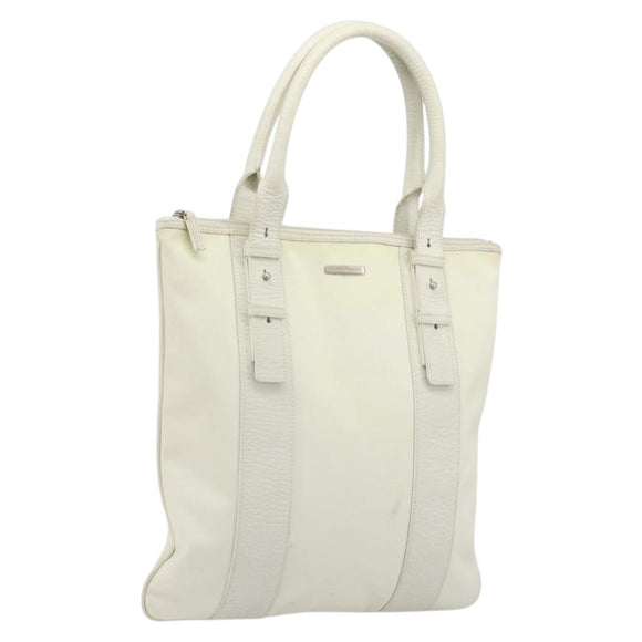 Salvatore Ferragamo Tote Bag Nylon White Silver Auth bs34557