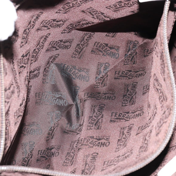 Salvatore Ferragamo Tote Bag Nylon White Silver Auth bs34557