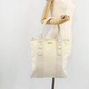Salvatore Ferragamo Tote Bag Nylon White Silver Auth bs34557-23