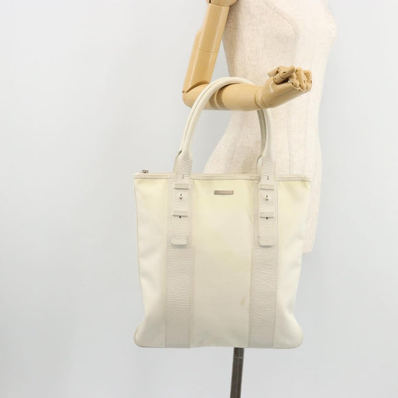 Salvatore Ferragamo Tote Bag Nylon White Silver Auth bs34557