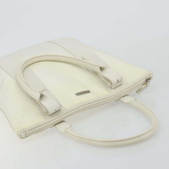 Salvatore Ferragamo Tote Bag Nylon White Silver Auth bs34557