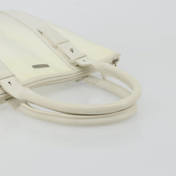 Salvatore Ferragamo Tote Bag Nylon White Silver Auth bs34557