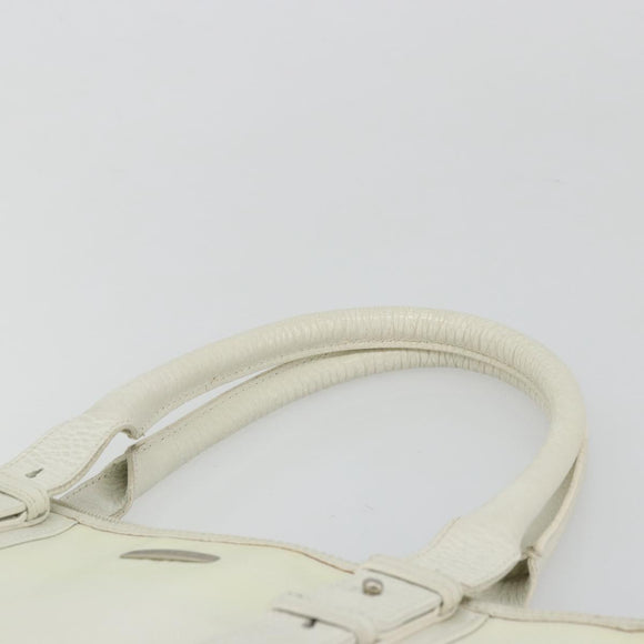 Salvatore Ferragamo Tote Bag Nylon White Silver Auth bs34557