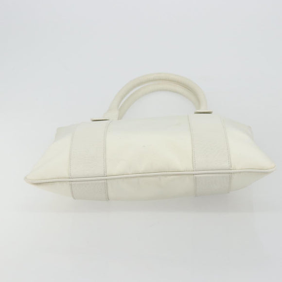 Salvatore Ferragamo Tote Bag Nylon White Silver Auth bs34557