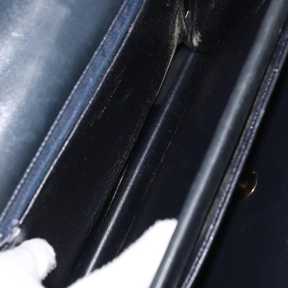Christian Dior Shoulder Bag Leather Navy Gold Auth bs34558