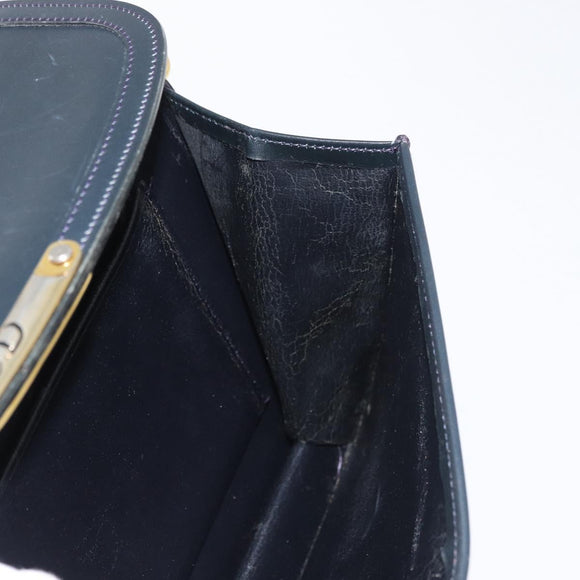 Christian Dior Shoulder Bag Leather Navy Gold Auth bs34558