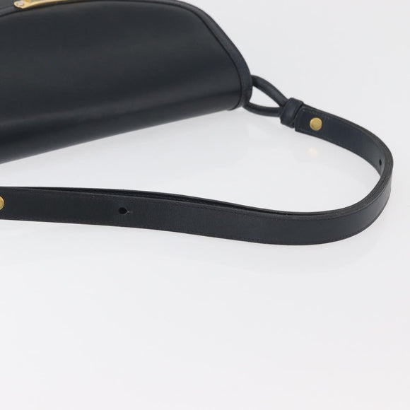 Christian Dior Shoulder Bag Leather Navy Gold Auth bs34558