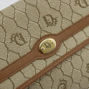 Christian Dior Honeycomb Canvas Pouch PVC Leather Beige Gold Auth bs34559A-13