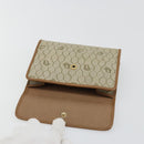 Christian Dior Honeycomb Canvas Pouch PVC Leather Beige Gold Auth bs34559A-14