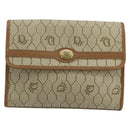 Christian Dior Honeycomb Canvas Pouch PVC Leather Beige Gold Auth bs34559A-2