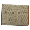 Christian Dior Honeycomb Canvas Pouch PVC Leather Beige Gold Auth bs34559A-3