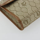 Christian Dior Honeycomb Canvas Pouch PVC Leather Beige Gold Auth bs34559A-9