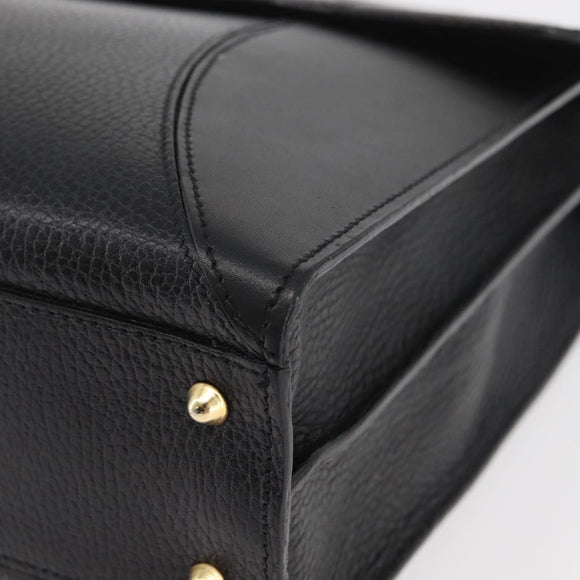 BALLY Business Bag Leather Black Gold Auth bs34560