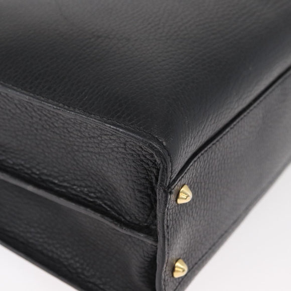 BALLY Business Bag Leather Black Gold Auth bs34560