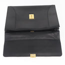 BALLY Business Bag Leather Black Gold Auth bs34560-11
